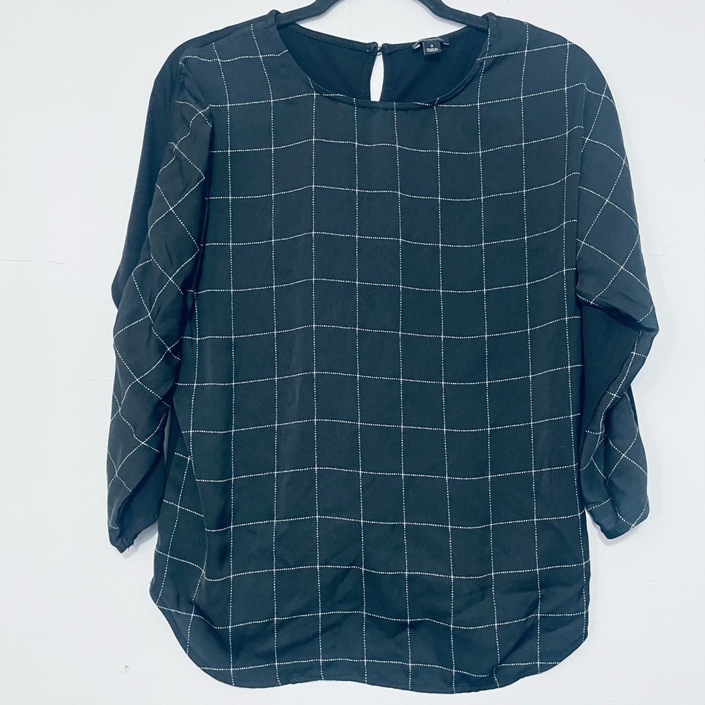 Ann Taylor Black Grid Blouse